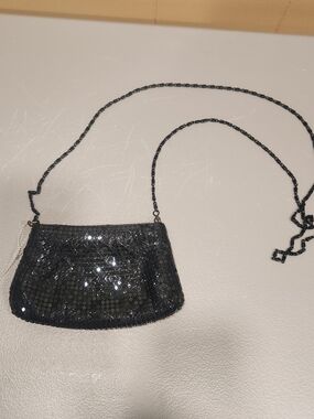 Black Metal Mesh Evening Bag Crossbody Purse Retro Glam